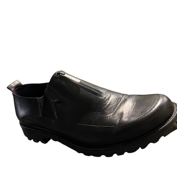 Sport Donald J Pliner Leather Zip Loafers Black Chunky Lug Sole Womens Size 10 M - Picture 3 of 14